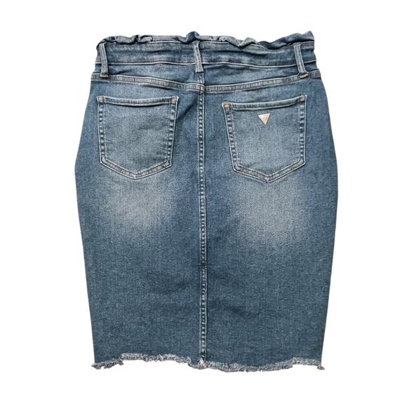 GUESS Women's Classic Blue Denim Distressed Pencil Skirt -Size Lg $98 Retail EUC - Picture 5 of 11